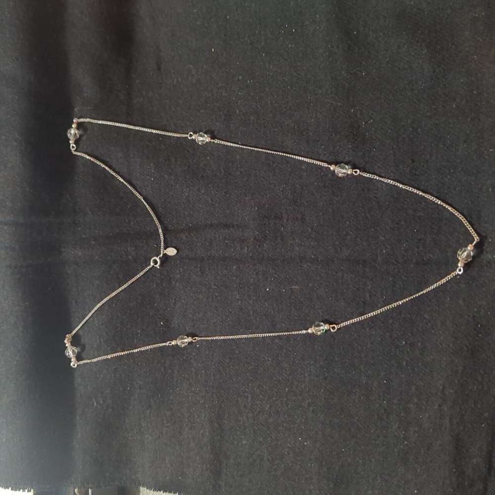 Vintage Avon Silver Tone Clear Crystal Beaded Statement Necklace